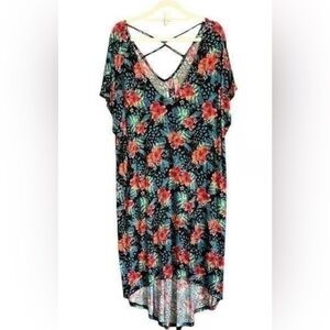 Swimsuits For All Hawaiian Floral Strappy Swimsuit Cover-Up 30/32